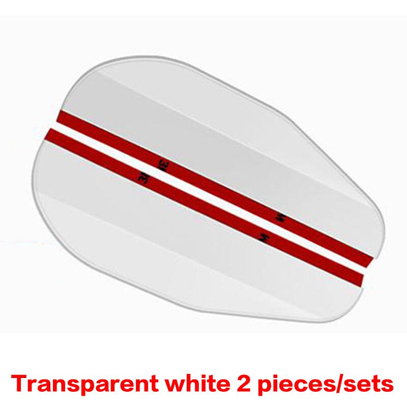 Adhesivo de espejo retrovisor para coche, para lluvia, ceja, negro, blanco, 2 uds, PVC, burlete, protector de lluvia de espejo de coche, protector de pantalla: white
