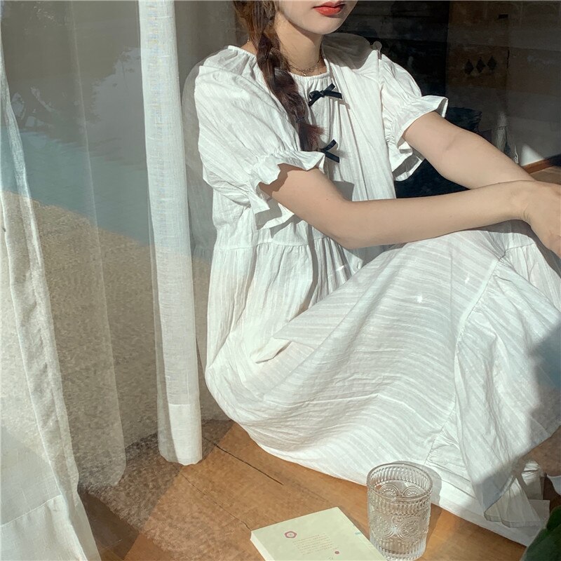 Wit Vintage Nachthemden Vrouwen Zoete Lolita Night Jurk Ruches Lingerie Neglige Nachtkleding Nachtkleding Lange Kamerjas