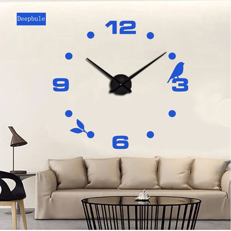 Grande horloge murale 3d auto-adhésive | Horloge numérique murale de grande taille, Style moderne comme d'anniversaire, ,: blue / 47inch