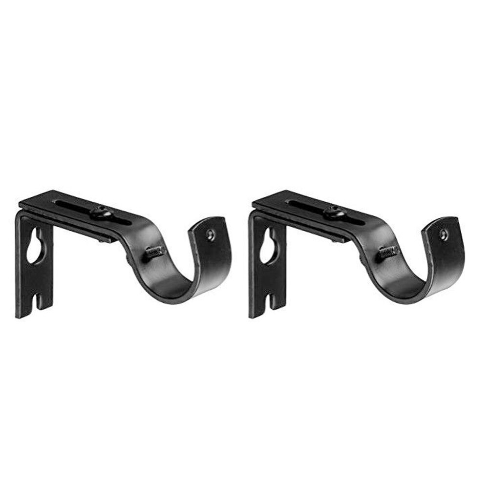 2 uds estructura metálica DIY gancho fijo colgante utensilio práctico para el hogar instalación soportes barra de cortina soporte decorativo soporte ajustable resistente: Black
