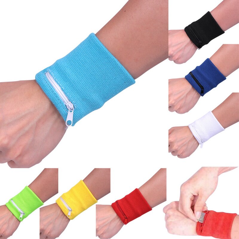 Reise SchweißBand Lauf Handgelenk Brieftasche Schlüssel Sport Armbinde mit Reißverschluss Tasche