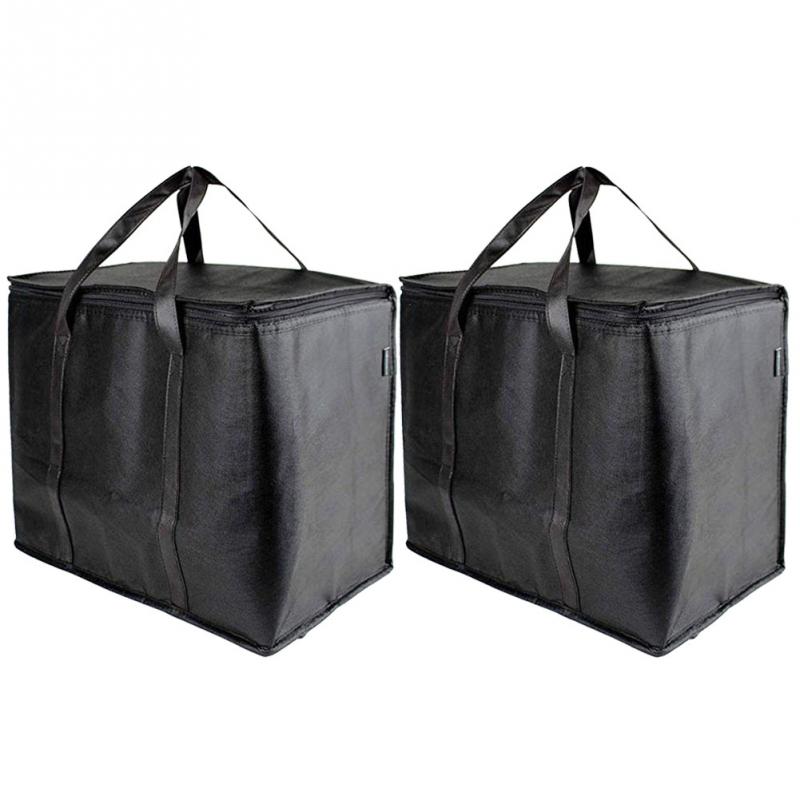 2PCS Portable Insulated Grocery Bags Shopping Durable Washable Storage Free Standing Foldable Reusable Non-woven Bags