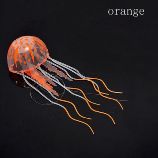 Artificial Swim Glowing Effect Jellyfish Aquarium Decor Fish Tank Underwater Live Plant Luminous Ornament Aquatic Landscape: Orange