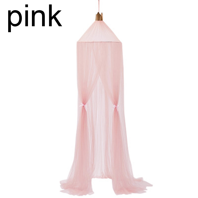 1pc Opknoping Prinses Klamboe Kroon Ronde Screen Luifel Insect Bed Voile Tuin Camping Anti-Muggen Kids room Decor: Roze
