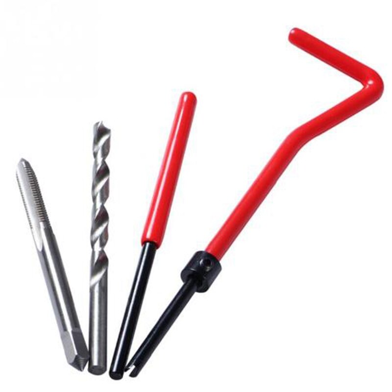30Pcs M6 Tap Wrench Cutter Repair Kit Hand Tools Red Thread Wire Insert Stainless Steel Small Wrench Repairing Tool Kit