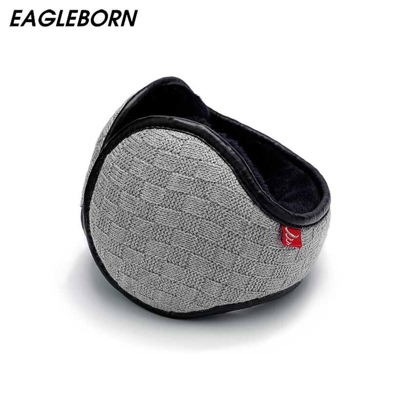 Brand Winter Knitted Earmuffs for Men Women Foldable Ear Warmers Ear Bag Adjustable Warm Plush Earmuffs Earflap Back Wear