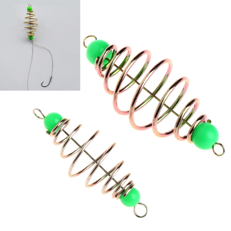 Señuelo de resorte para cebo de pesca, aparejo colgante en línea, alimentador de acero inoxidable, 10 unids/set por juego