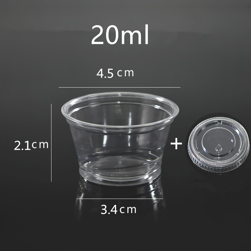 100pcs transparent taste cup 20ml 50ml 100ml 200ml PET small round pudding yogurt fruit salad plastic cup with lid