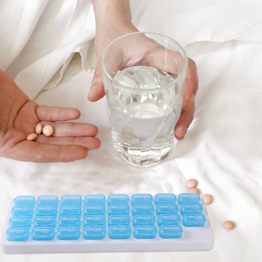31 Grids Pill Box Case One Month Pill Medicine Dispenser Tablet Container Organizer Travel Pill Case Storage Box