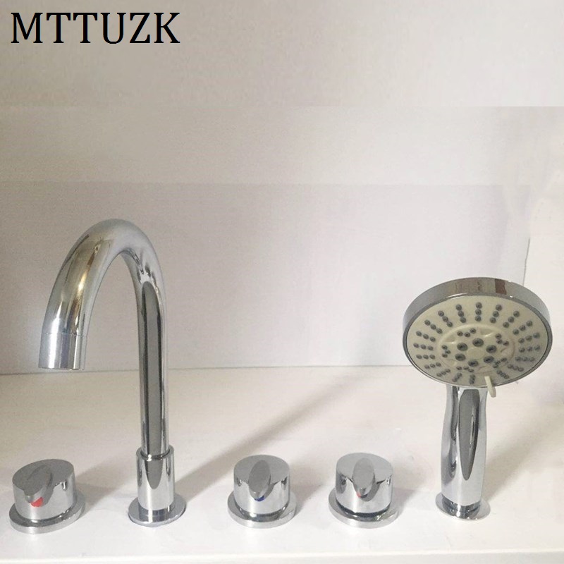 Mttuzk koldt og vand massivt messing blandingsventil hane badekar vandhane mixer til badeværelse jacuzzi vandhane 5 stk sæt