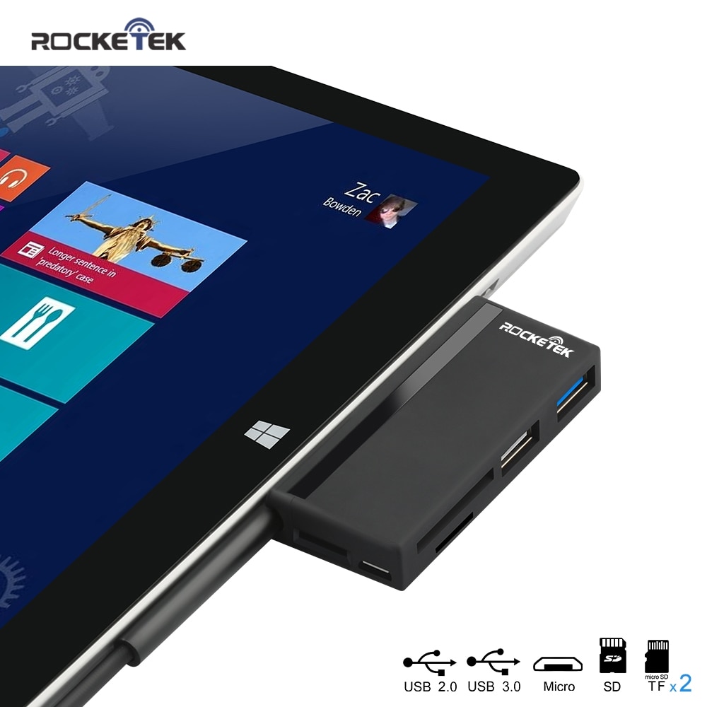 Rocketek Usb 3.0 Multi Hub 5 In 1 Memory Card Reader Adapter Voor Sd/Tf Micro Sd Microfoft Oppervlak pro 3/4/5/6 Laptop Computer