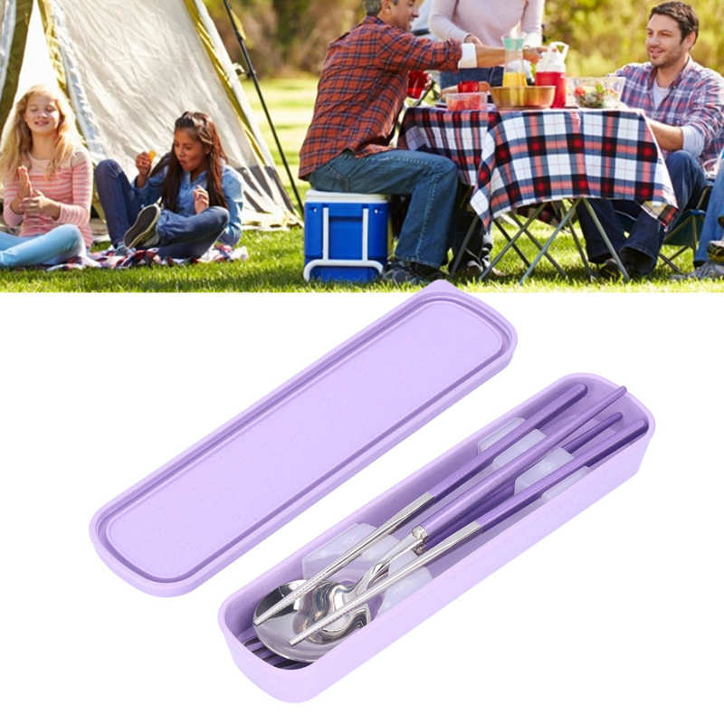 Utensils Set Fork Spoon Chopsticks Set Smooth Lightweight Pocket for Travel Camping