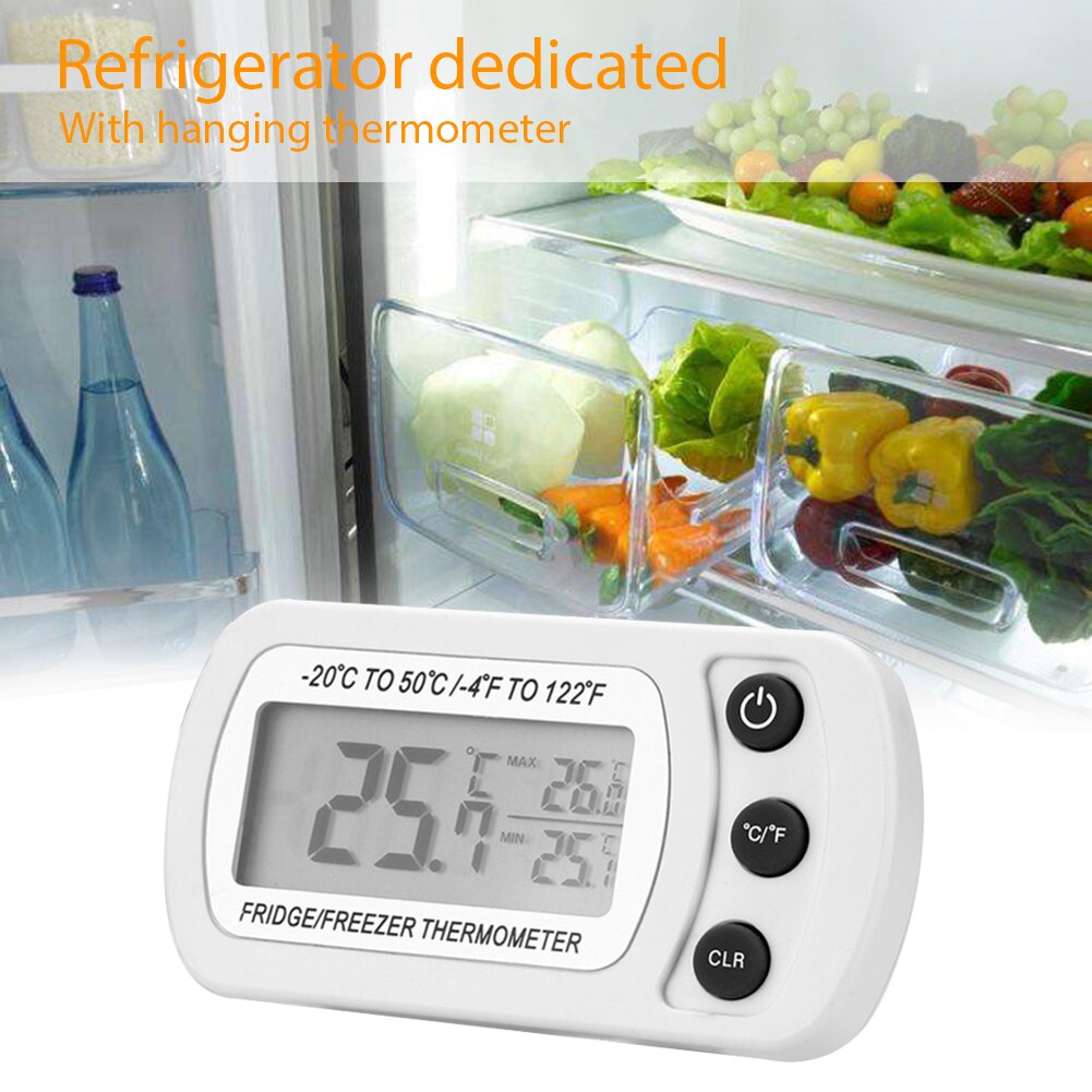 Waterproof LCD Digital Thermometer Refrigerator Freezer Temperature Humidity Sensor Meter Thermometer with Magnet Hook
