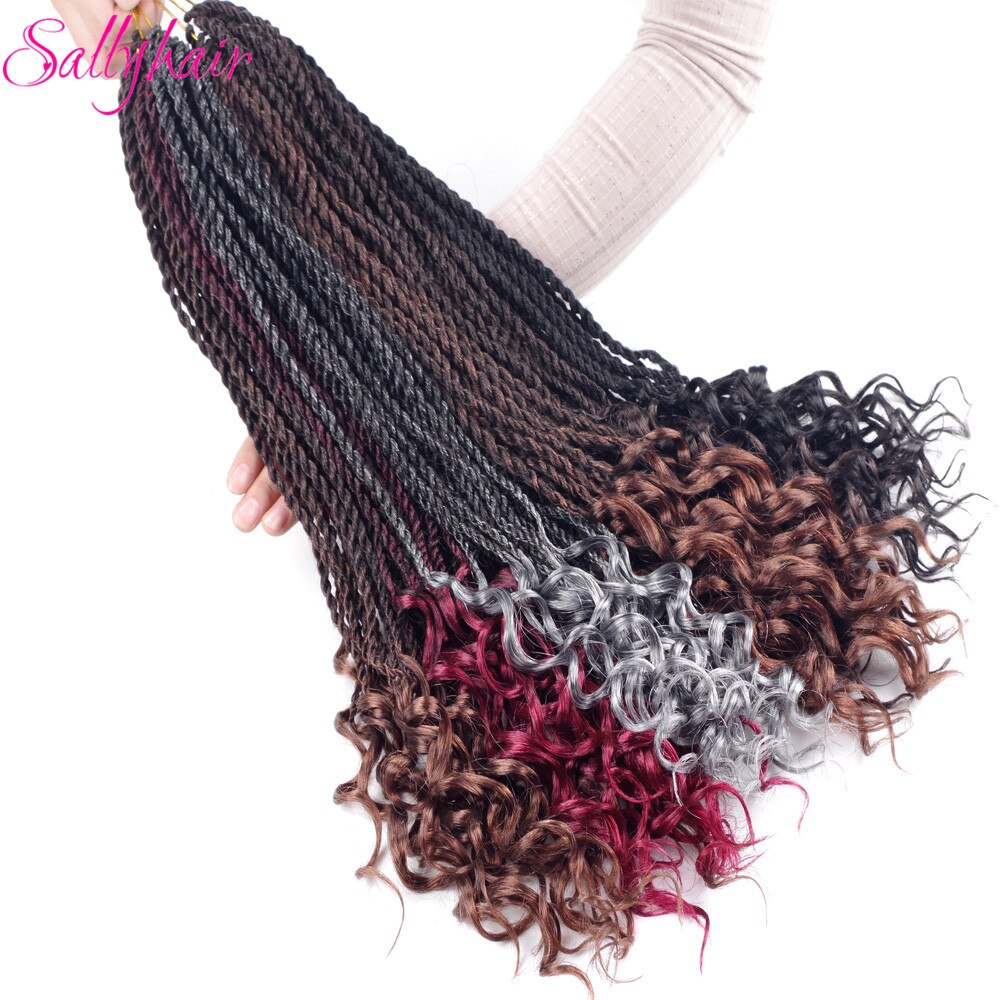 Sallyhair 30 Strands/pack Curly Senegalese Crochet Twist Braids Hair Synthetic Crochet Braids Color Ombre Senegal Braiding Hair