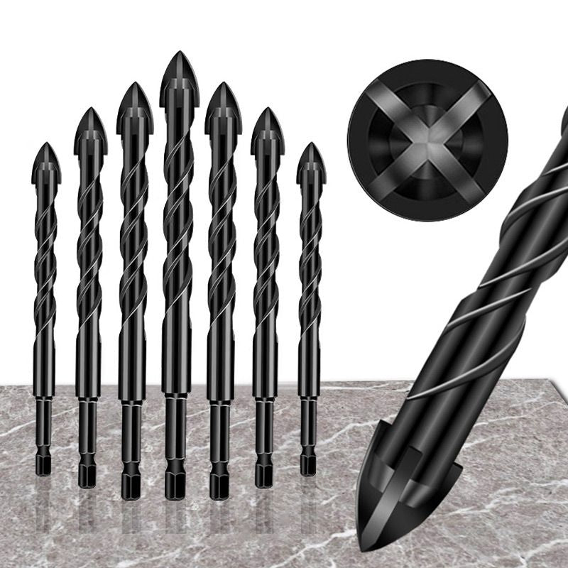 Juego de brocas hexagonales cruzadas de 4 filos para baldosas de porcelana de hormigón, Kit de brocas de Metal y vidrio, herramientas, taladros de carburo de 3/4/5/6/7/8/10/12 mm