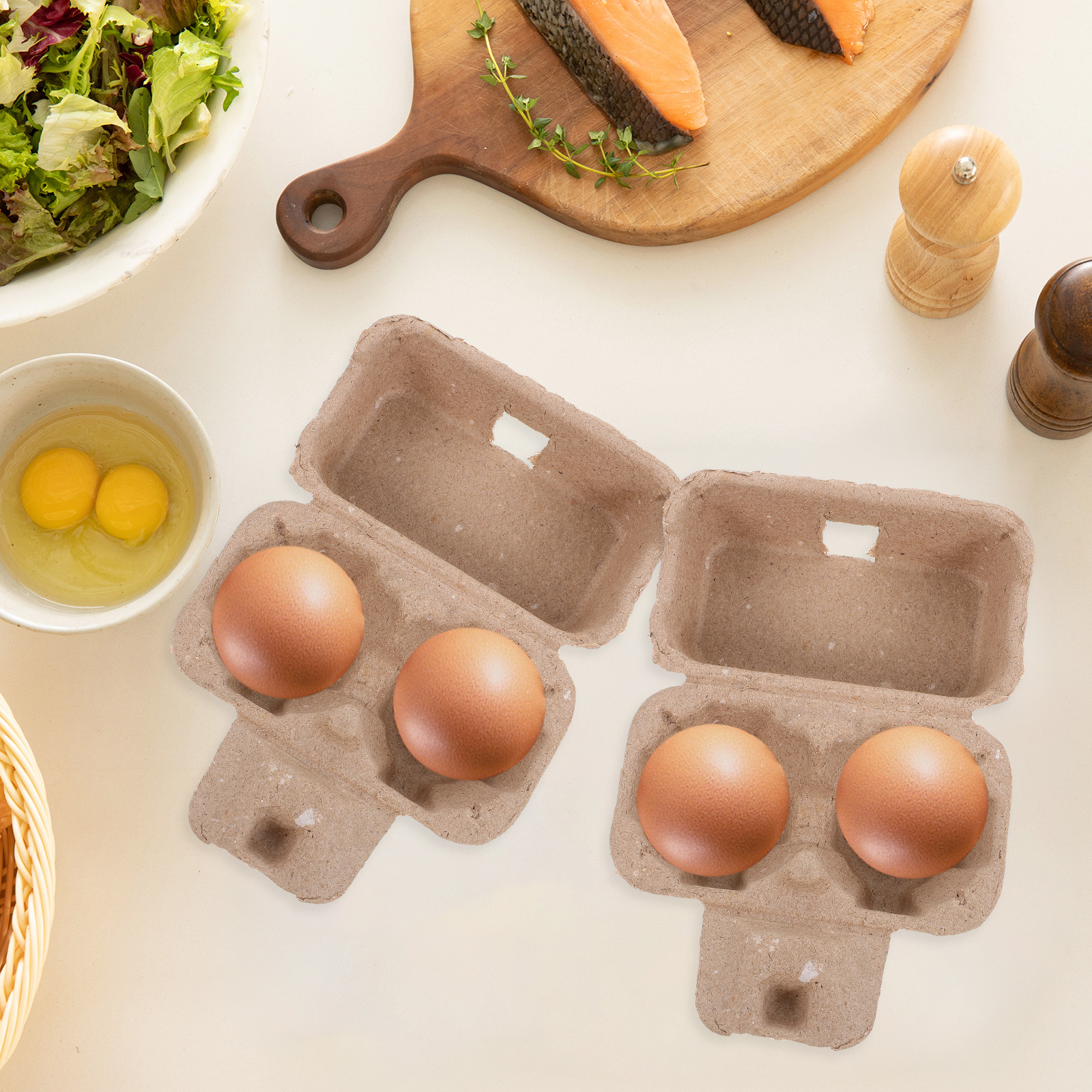 Bandeja de huevos de 12 Uds., cajas de cartón, huevos a granel, contenedor grande para el hogar, organizador, pulpa de papel nativa