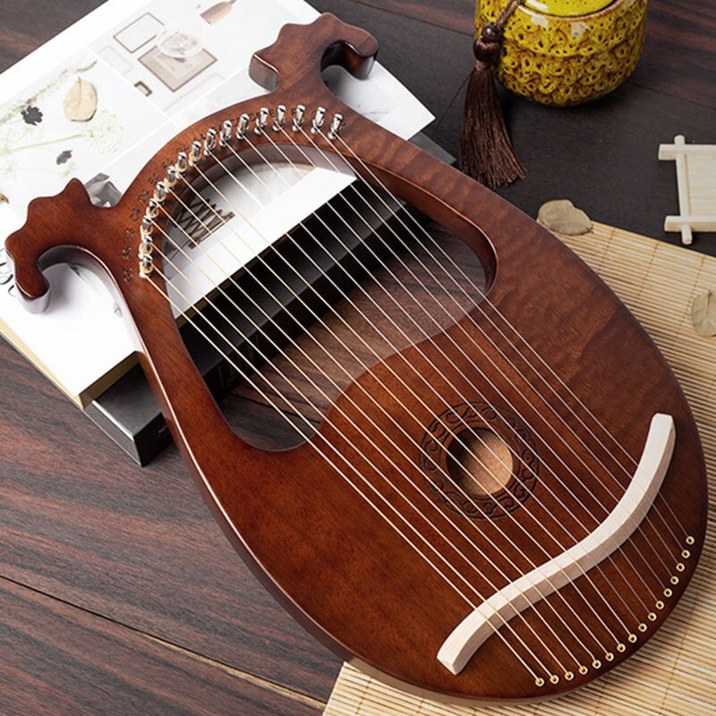 Lyre Harp, 16 String Mahogany Body String Instrument Body Instrument with Tuning Wrench and Spare Strings