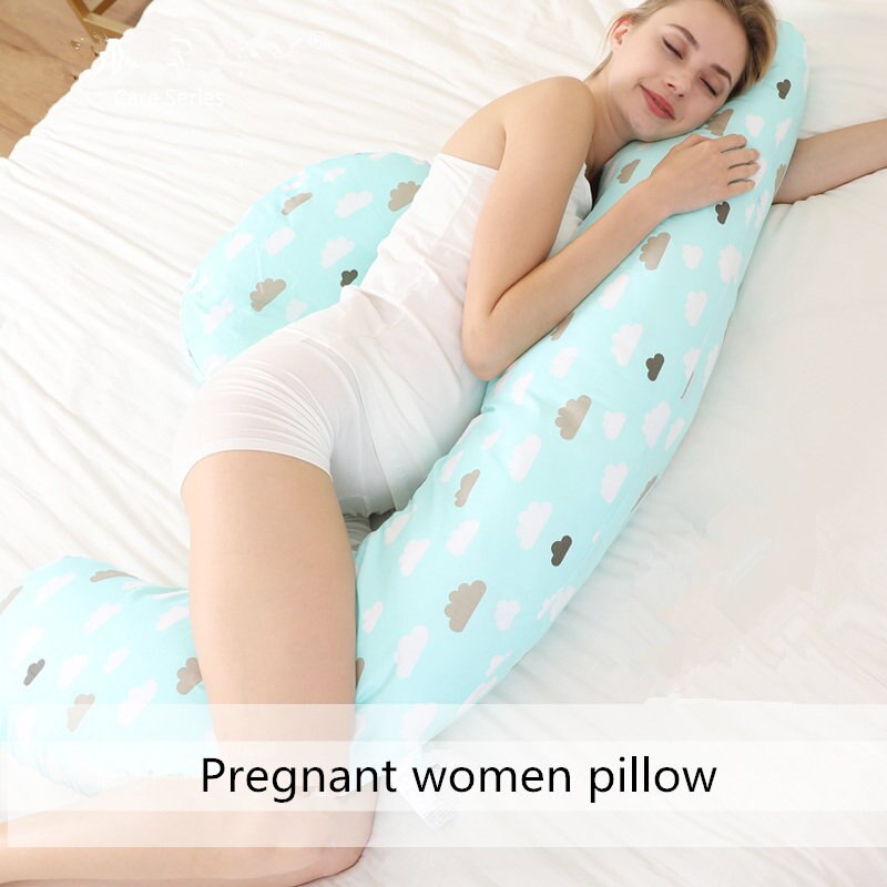 Graviditet pude u form moderskab krop talje mave støtte side sovekabine pude bomuldsprint pude multifunktions sengetøj: Farverig sky