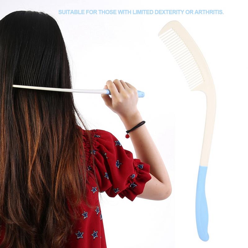 Long Handle Comb and Long Handle Hair Brush Anti-slip Ergonomic Long Comb Reach for Elderly Arthritis Hand-disabled