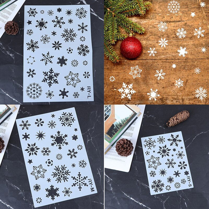 Sml sneeuw kerst sneeuwvlok diy gelaagdheid sjablonen schilderen plakboek kleuren winter reliëf decoratief sjabloon