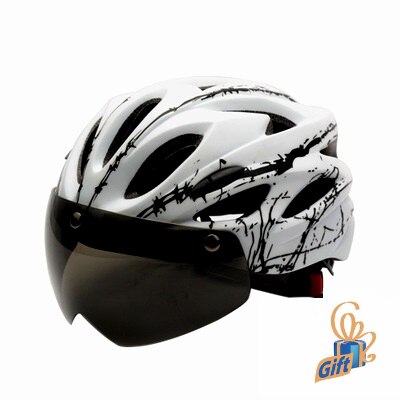 Stijlvolle Zwarte Bril Fiets Helm Ultralight Patroon Fietshelm Riding Mountain Racefiets Integraal Gegoten Fietshelmen: White black