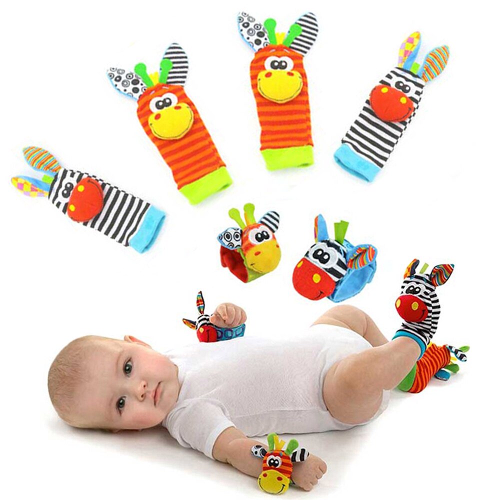 Children's Socks Cartoon Baby Toy Wrist Strap Socks Animal Plush Rattles Children's Toys Newborn Foot Finder Sock Newborn Rattle