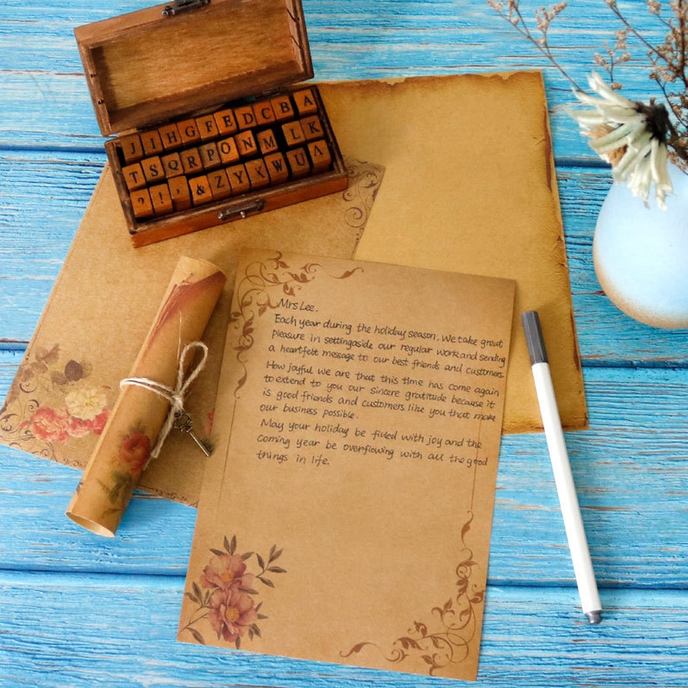 8 Sheets Retro Vintage Writing Paper Letter Papers Old Europe Style Romantic Kraft Brown Papers Scrapbooking Collection Papers