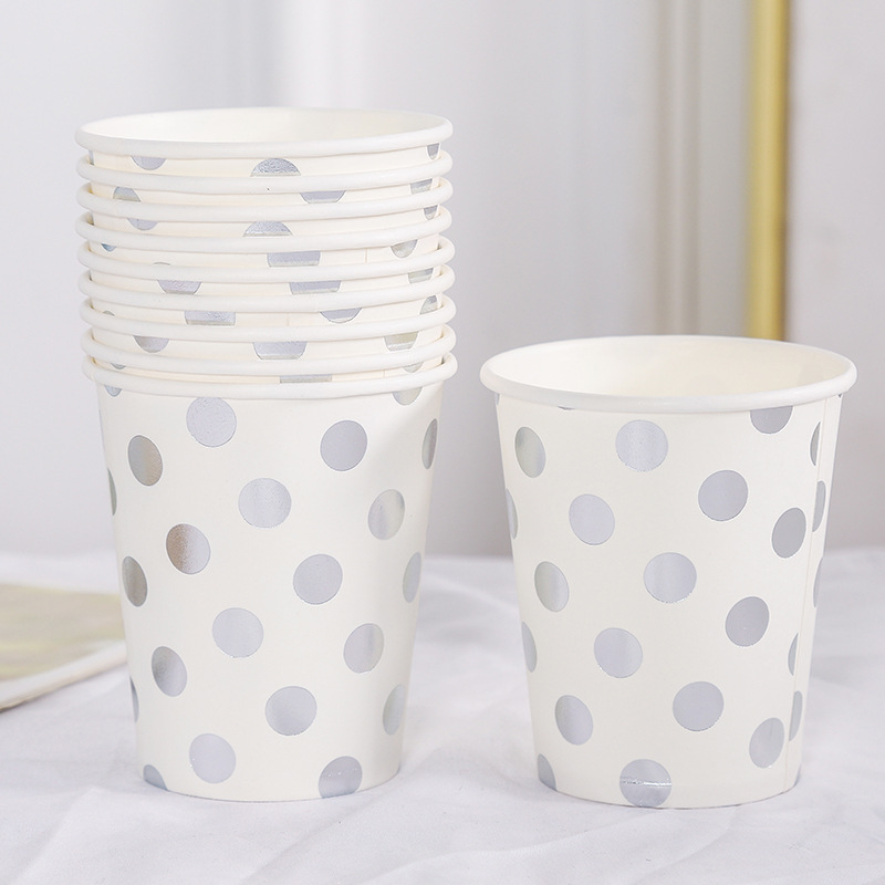 10Pcs Golden Cup Party Papier Servies Verjaardag Party Diner Plaat Stip Gestreepte Cup Voor Wedding Party Decoratie Collectie: 7style-cup-10pcs