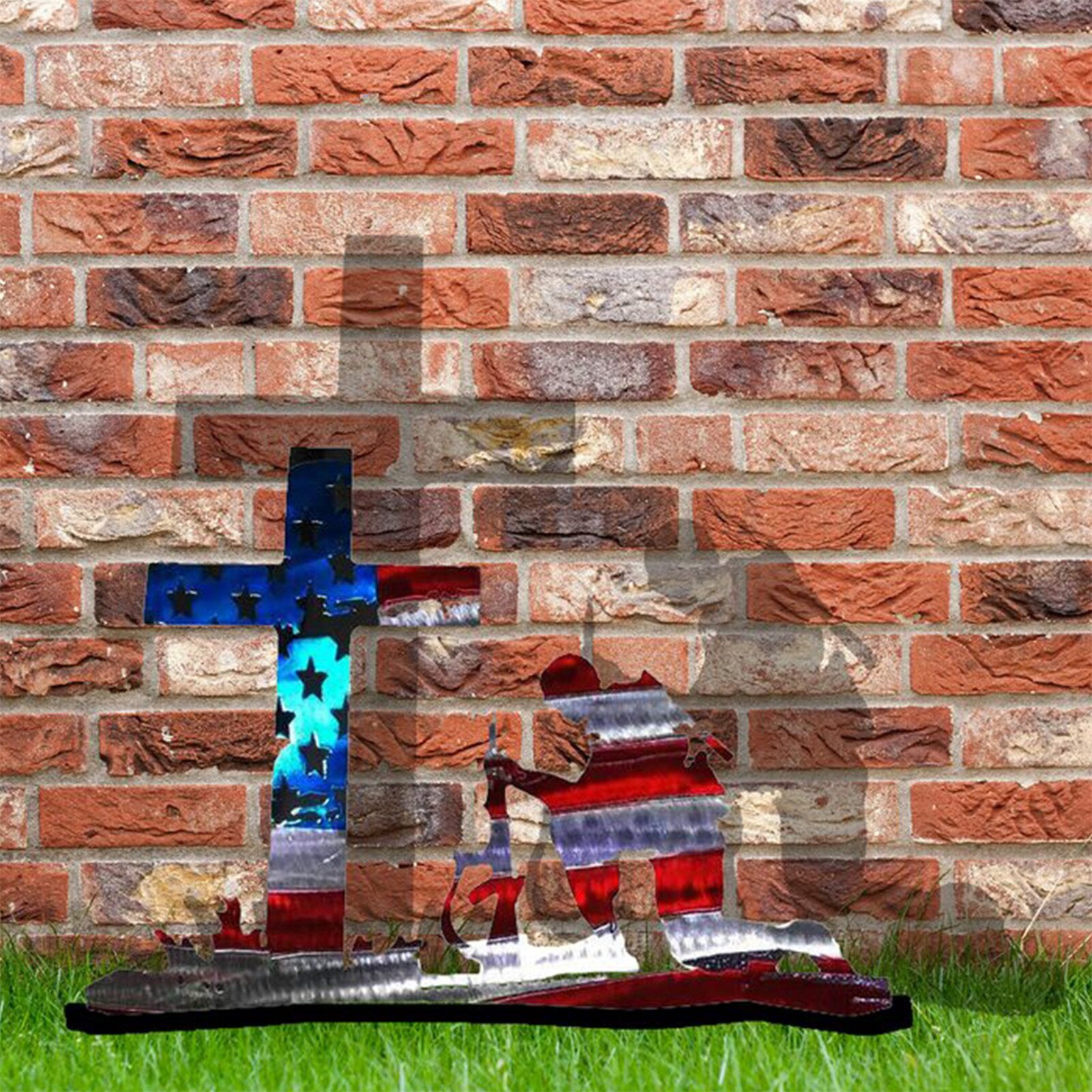 American Soldier Memorial Statue Kneeling Soldier Garden Metal Iron Art Decoration Home Independence Day Decoration