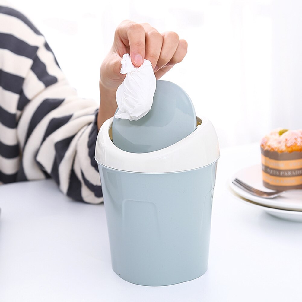 Mini Flip Lid Home Living Room Desktop Bedside Plastic Trash Can Garbage Bin Mini Waste Bins Office Supplies Dustbin