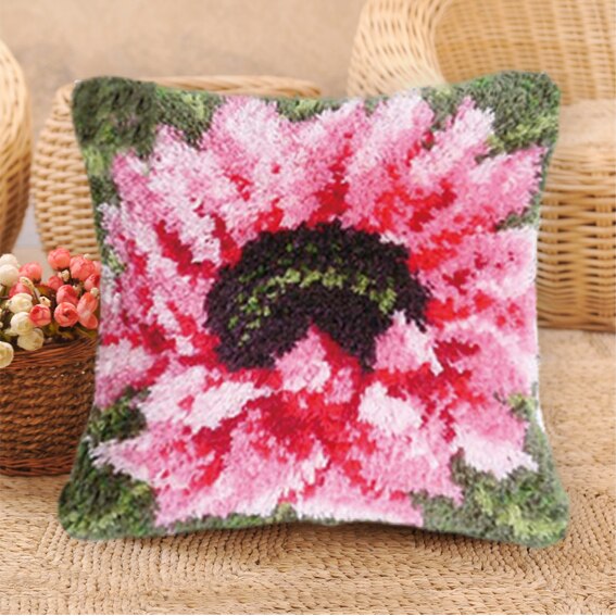 Gør det selv blomster sommerfugl segment broderi pude planter groft uld korssting låsekrog tæppe broderi låsekrog tæppesæt: Bz103 37 x 37cm