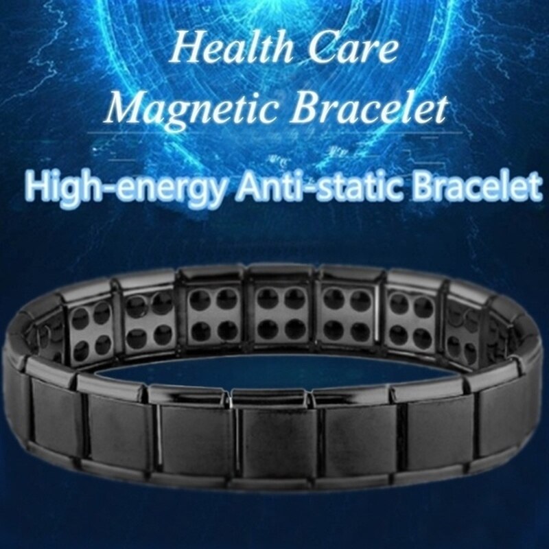 Rustfrit stål sort germanium magnetisk kæde link armbånd til kvinder mænd sundhedspleje energi smykker snorken armbånd