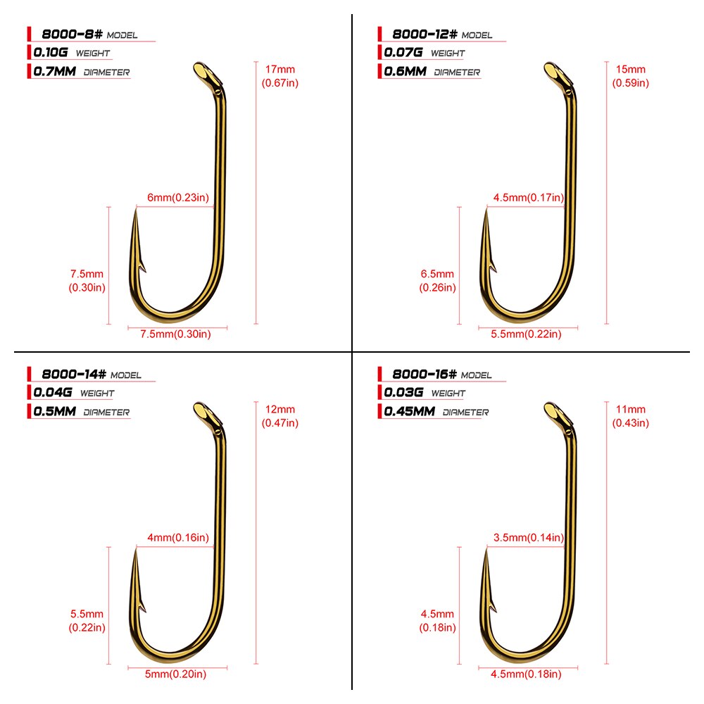 100pcs/lot Fly Fishing Hook Size 8/12/14/16# Fishhook Fly Hooks Fishing Trout Salmon Dry Flies Fish Hook Tackle