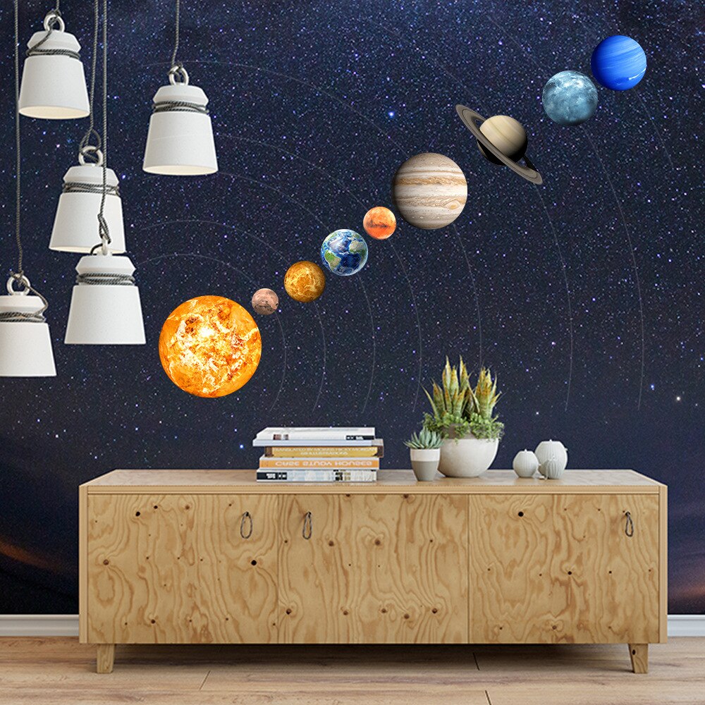 Negen Planeten Moon Glow Stickers Kinderkamer Decoratie Glow-In-The-Dark Muurstickers Art Decals moon Eclipse Stickers