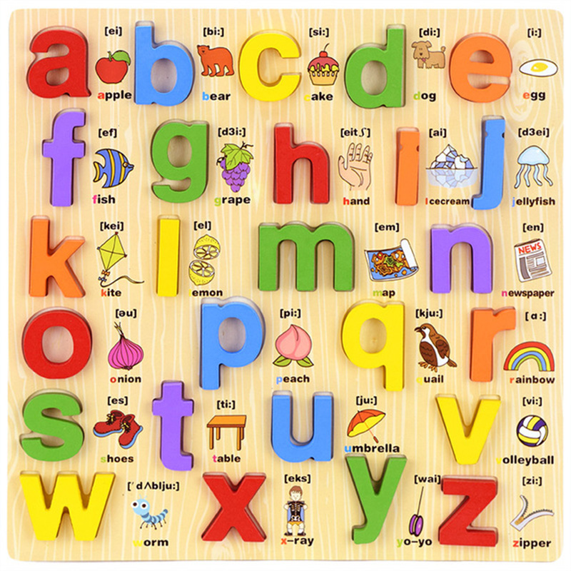 Enfants apprenant la lettre majuscule minuscule Alphabet conseil langue jouets éducatifs en bois pour enfants lettre Scrabble: Lower case letters