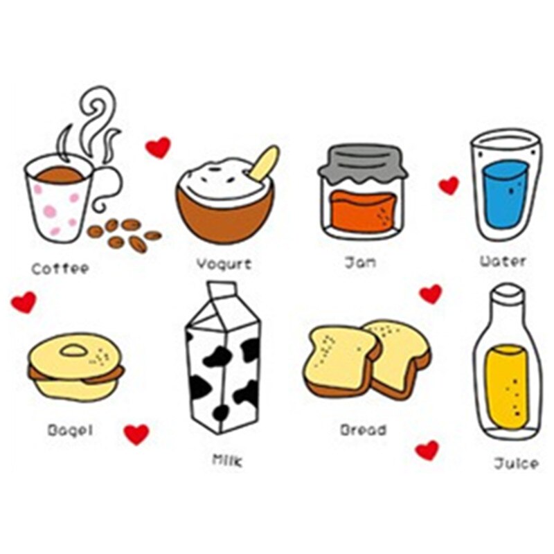 Most popular kitchen poster stickers Food Drink 3d vinyl decals dining room fridge decoration adhesive mural wallpaper 45*30cm
