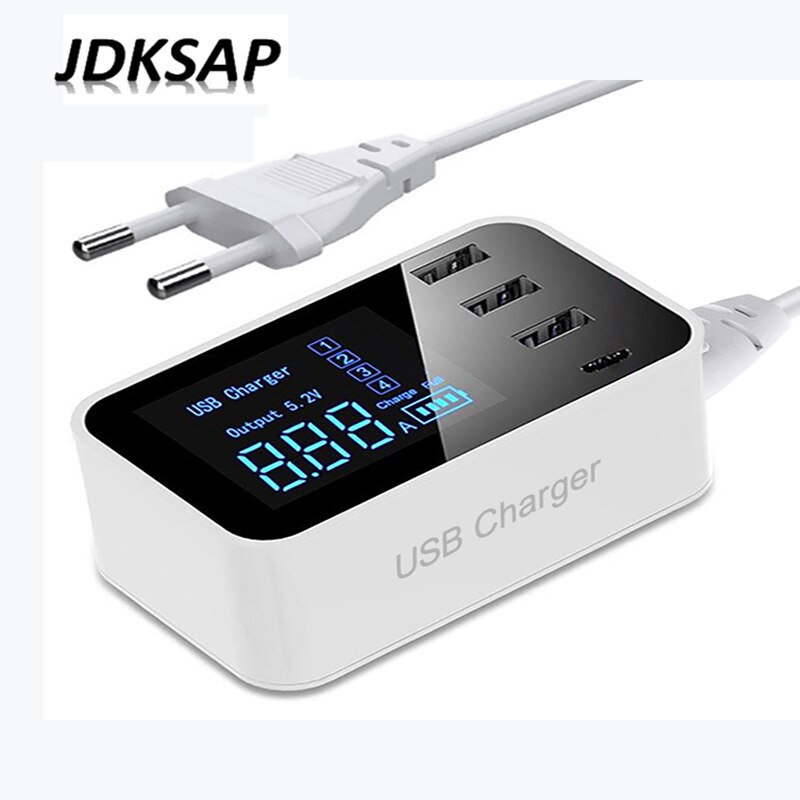 Quick Charge Type C Usb Charger Hub Led Display Wall Charger Snelle Mobiele Telefoon Oplader Voor Iphone Samsung Usb Adapter eu Us Plug