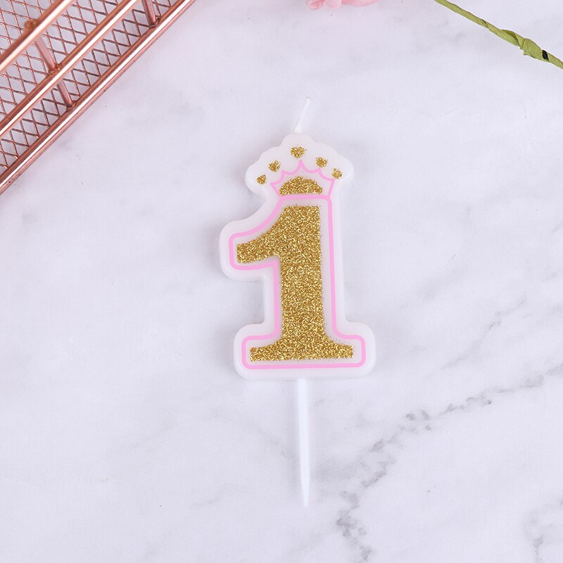 1PC Blue Pink Cake Number Candle Birthday Party 0 1 2 3 4 5 6 7 8 9 Anniversary Cake Numbers Age Candle Party Decoration: 12