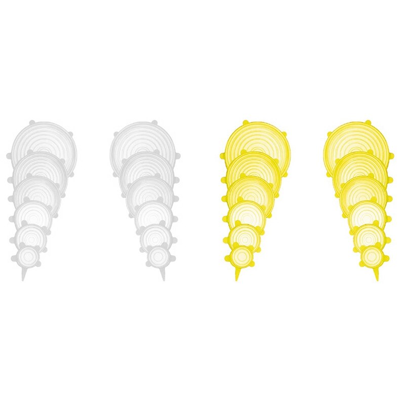 12pc siliconen elastische hoezen universele hoezen siliconen kom deksel siliconen pot deksel kookvoedsel conserveringsdeksel magnetron deksel