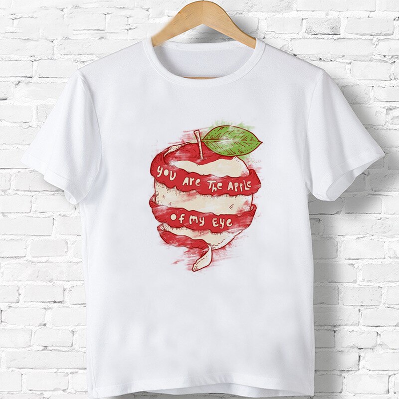 Você é a apple of my eye print camiseta meninos/meninas camiseta branca menina streetwear tops camiseta 3-9 anos: white / 110