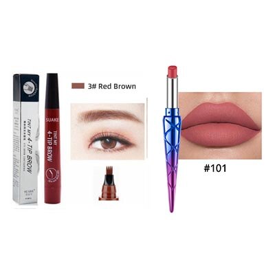 2 stk øjenbrynspen vandtæt fire-klø øjenbryn nuance makeup fire farver øjenbryn blyant brun sort: 03-101