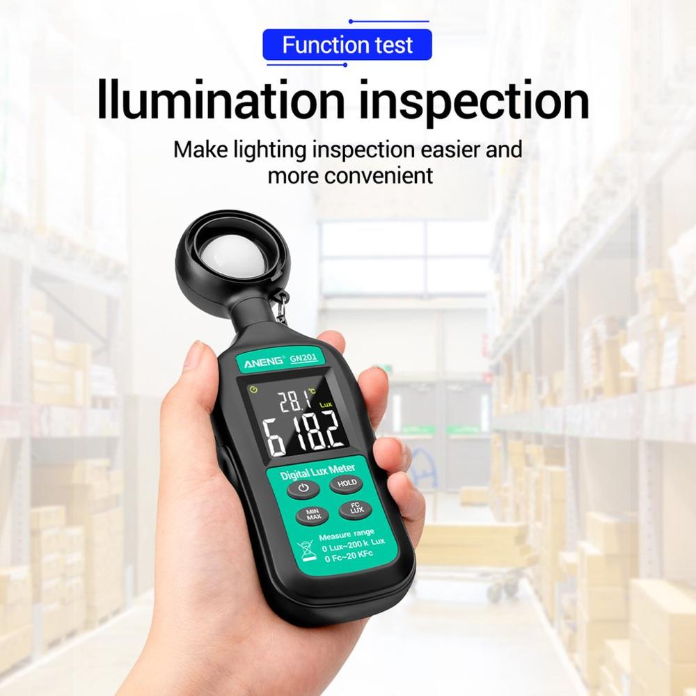 GN201 Luxmeter Digitale Lichtmeter 200K Lux Meter Photometer Uv Meter Uv Radiometer Handheld Illuminometer Photometer