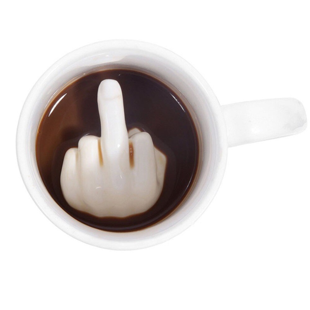 Hvit langfinger stil kopp nyhet blanding kaffe melk kopp morsom keramisk krus nok kapasitet vann kopp