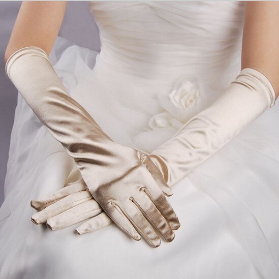 10 Stk/partij 20 Kleur 38Cmwomen Dame Dansen Prestaties Lange Paarse Handschoenen Mode Avondfeest Handschoen: Champagne