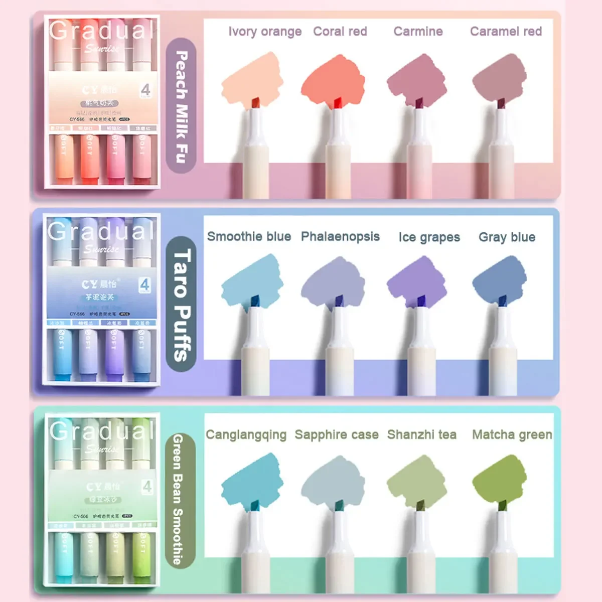 Ensemble de stylos Pastel surligneurs, marqueurs colorés, Kawaii, mignons pour enfants, papeterie esthétique, fournitures scolaires et de bureau, 4 pièces/ensemble
