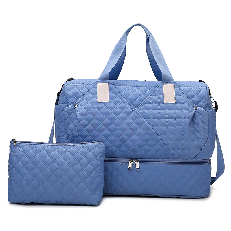 Bolsas de viaje de gran capacidad, organizador de equipaje, bolso de mano impermeable, portátil, plegable, almacenamiento de ropa de viaje, bolsos de hombro: Azul cielo