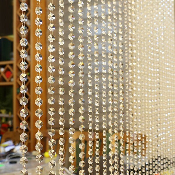 Krystal glas perle gardin snor kvast luksus soveværelse cafe vinduesdør hjem indretning gennemsigtig glas ornament: Default Title