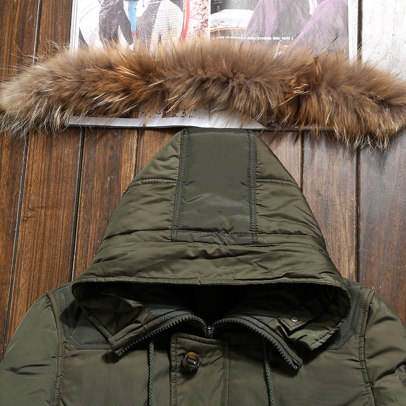 -20 graders vinterjakke herre hvite andedun parkas menn tykk varm snø parka jakke overtrekk vindjakke hette varme parkas