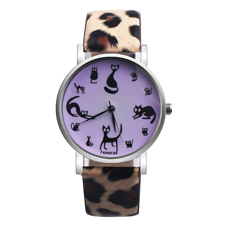 Casual Watches Women Cute Cat Clock Ultra Thin Leather Band Female Quartz Watch Waterproof Relogio Feminino #C: H