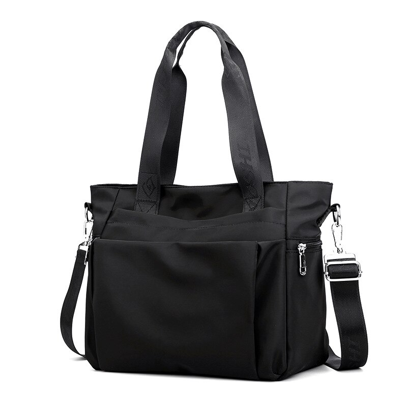 Borsa in Nylon impermeabile borse per Laptop grandi da donna borsa a tracolla borse per mamma di grande capacità borsa a tracolla Tote borsa principale: Black